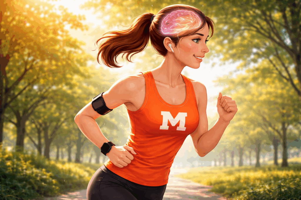 Jeune femme sportive en train de courir.
