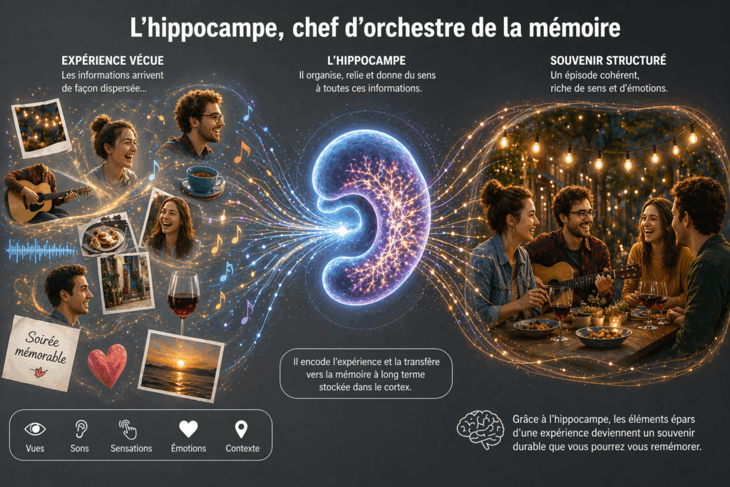 Image montrant l'hippocampe (cerveau) en chef d'orchestre de la mémoire